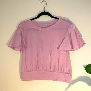 Abound pink crop top with flutter sleeves size medium